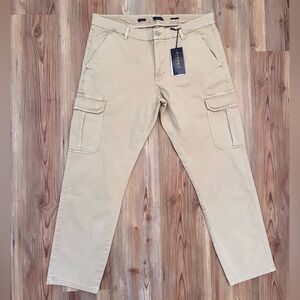 Men’s Khaki Cotton Trousers with Cargo Pockets